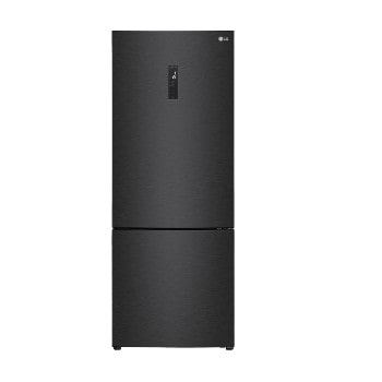 Vista frontal de Nevera LG Congelador Inferior 461L Negro Mate Disp. agua  GB45WPT